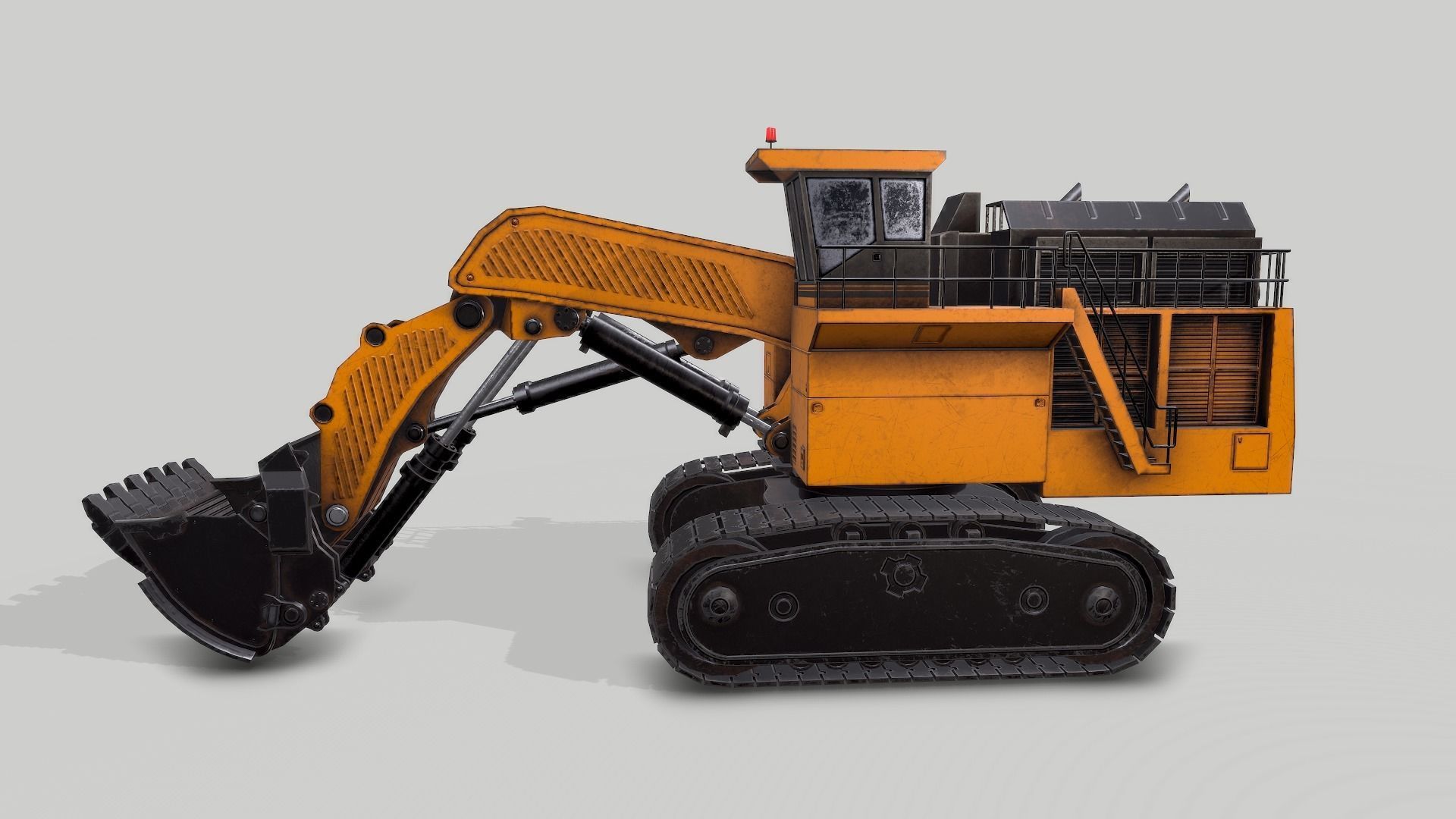 Old Industrial Vehicle Excavator Low-poly 3D model_6