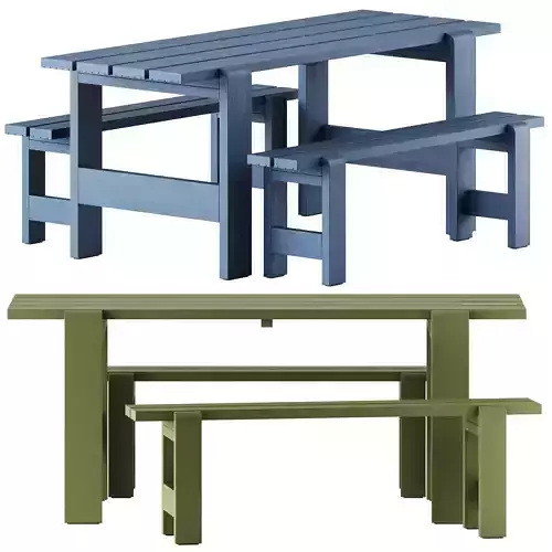 Weekday Table L180 and Bench L140 by Hay