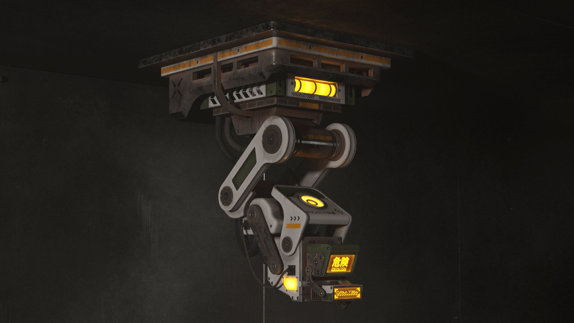 Sci Fi Control Monitor Low-poly 3D model_2