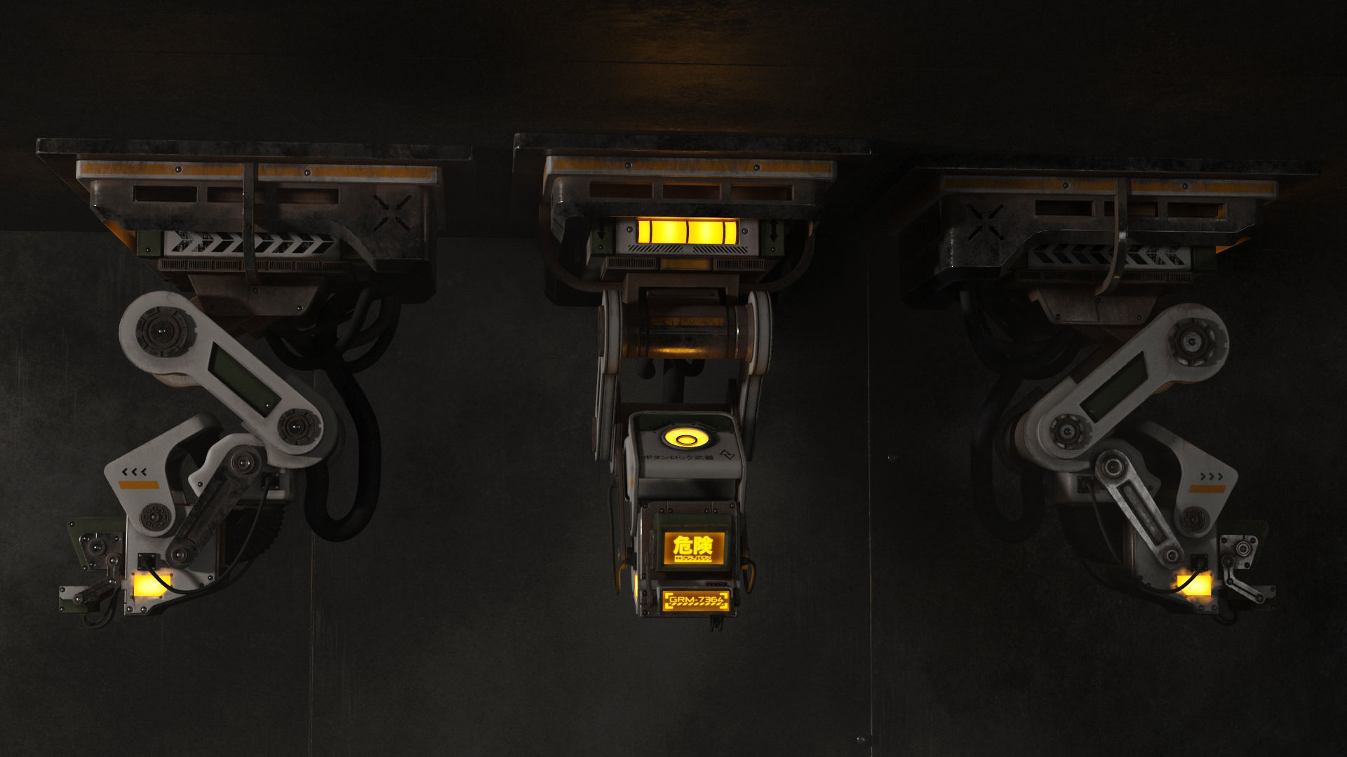 Sci Fi Control Monitor Low-poly 3D model_4