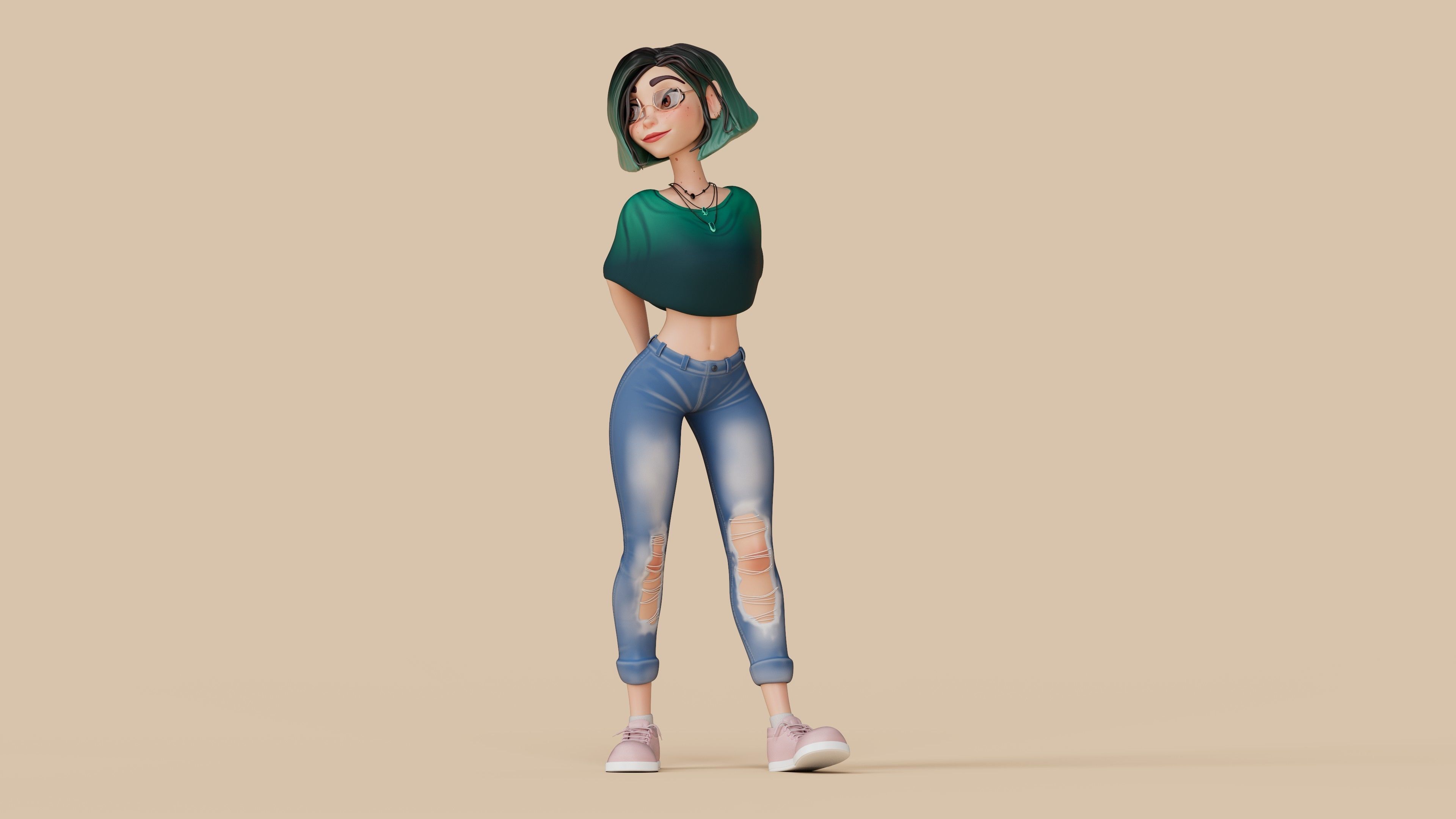 Stylized Female Character 3D model_4