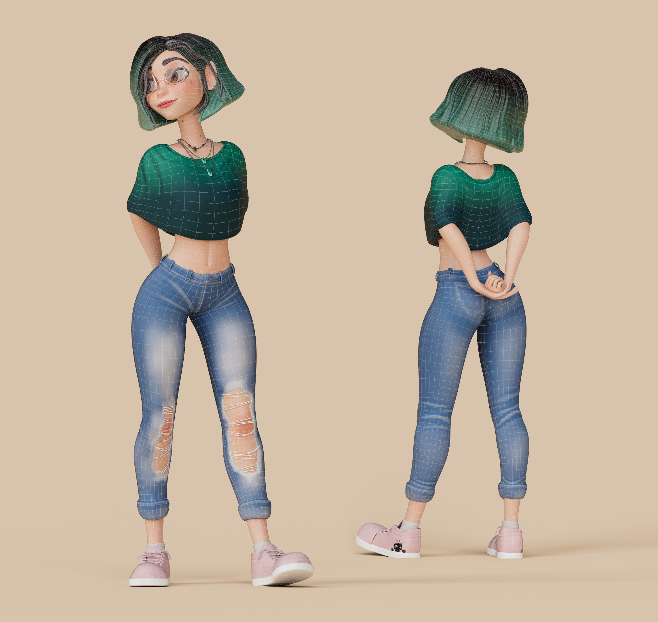 Stylized Female Character 3D model_5