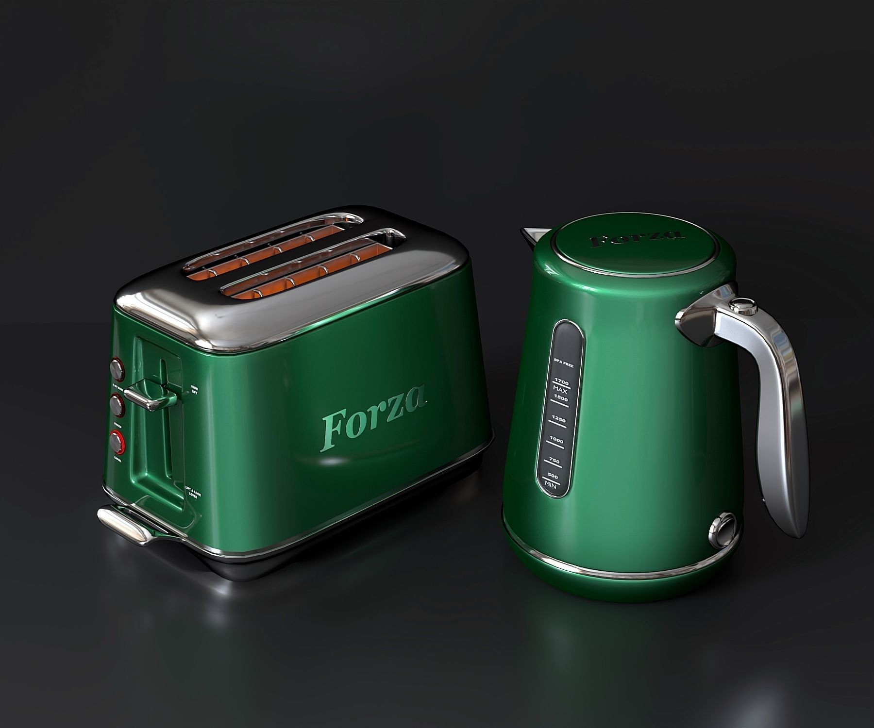 Kettle and toaster set 3D model_2