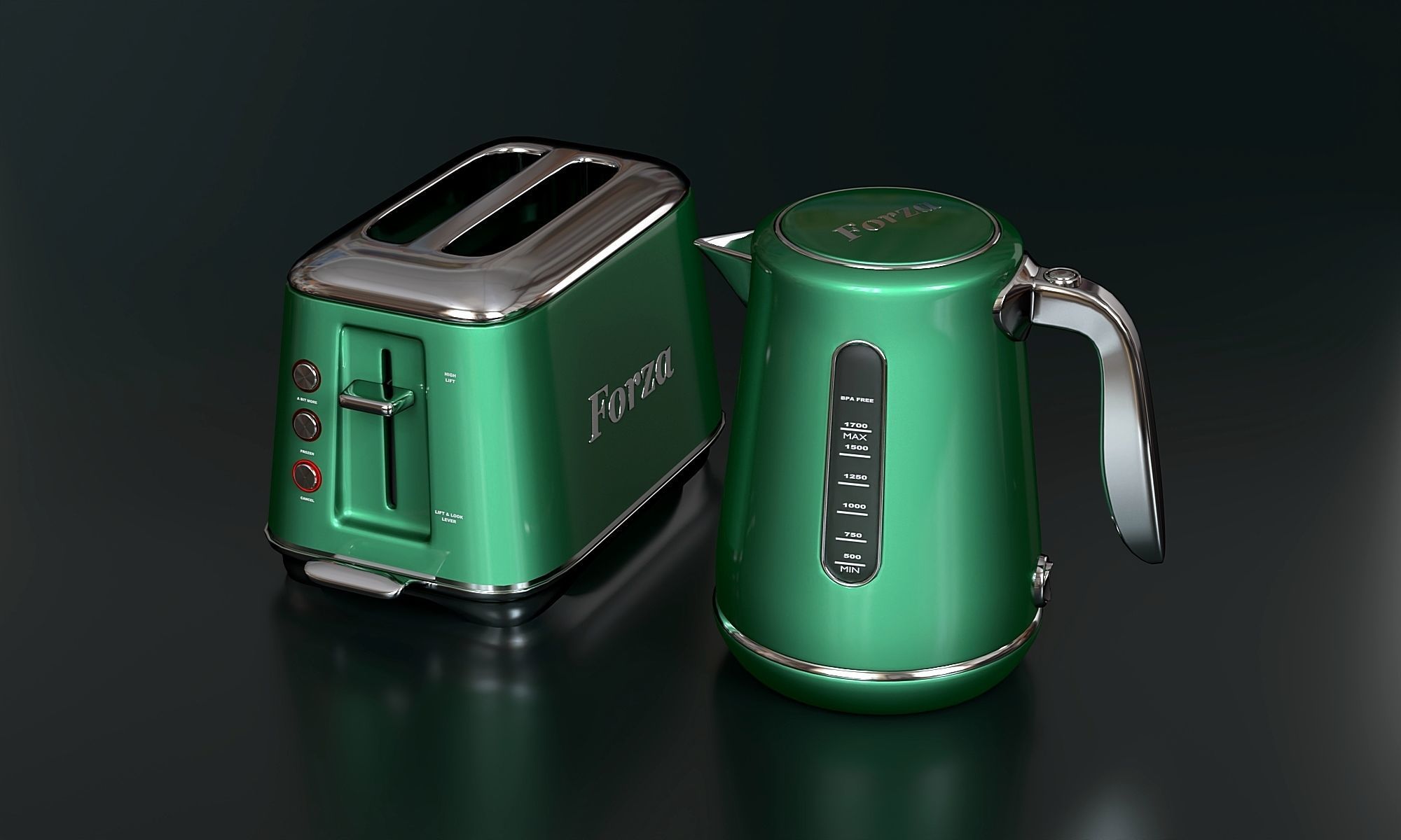 Kettle and toaster set 3D model_1