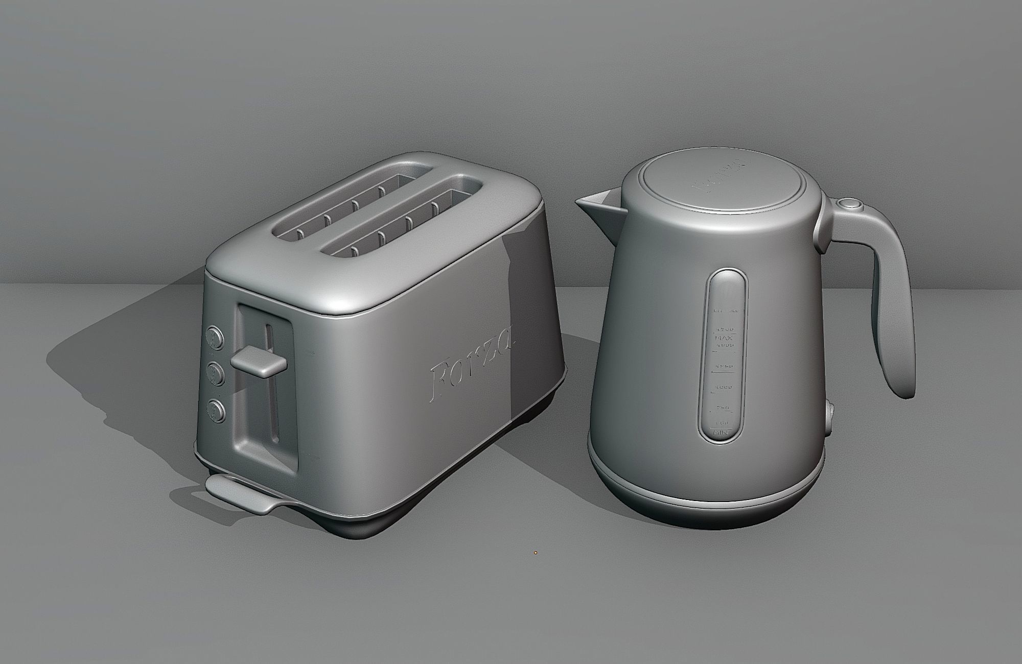 Kettle and toaster set 3D model_4