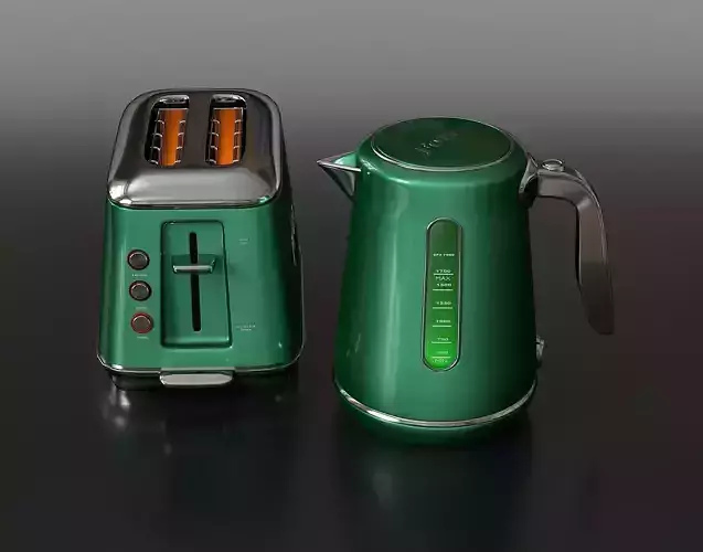 Kettle and toaster set 3D model