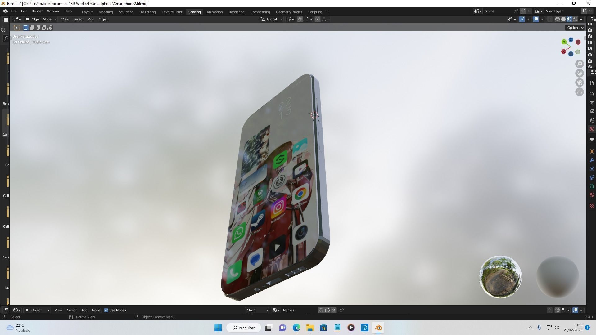A conceptual 3D silver smartphone  3D print model_10