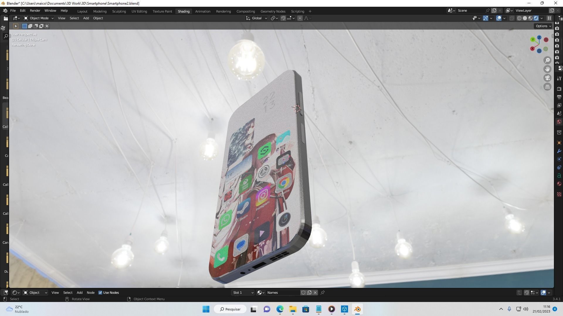 A conceptual 3D silver smartphone  3D print model_3