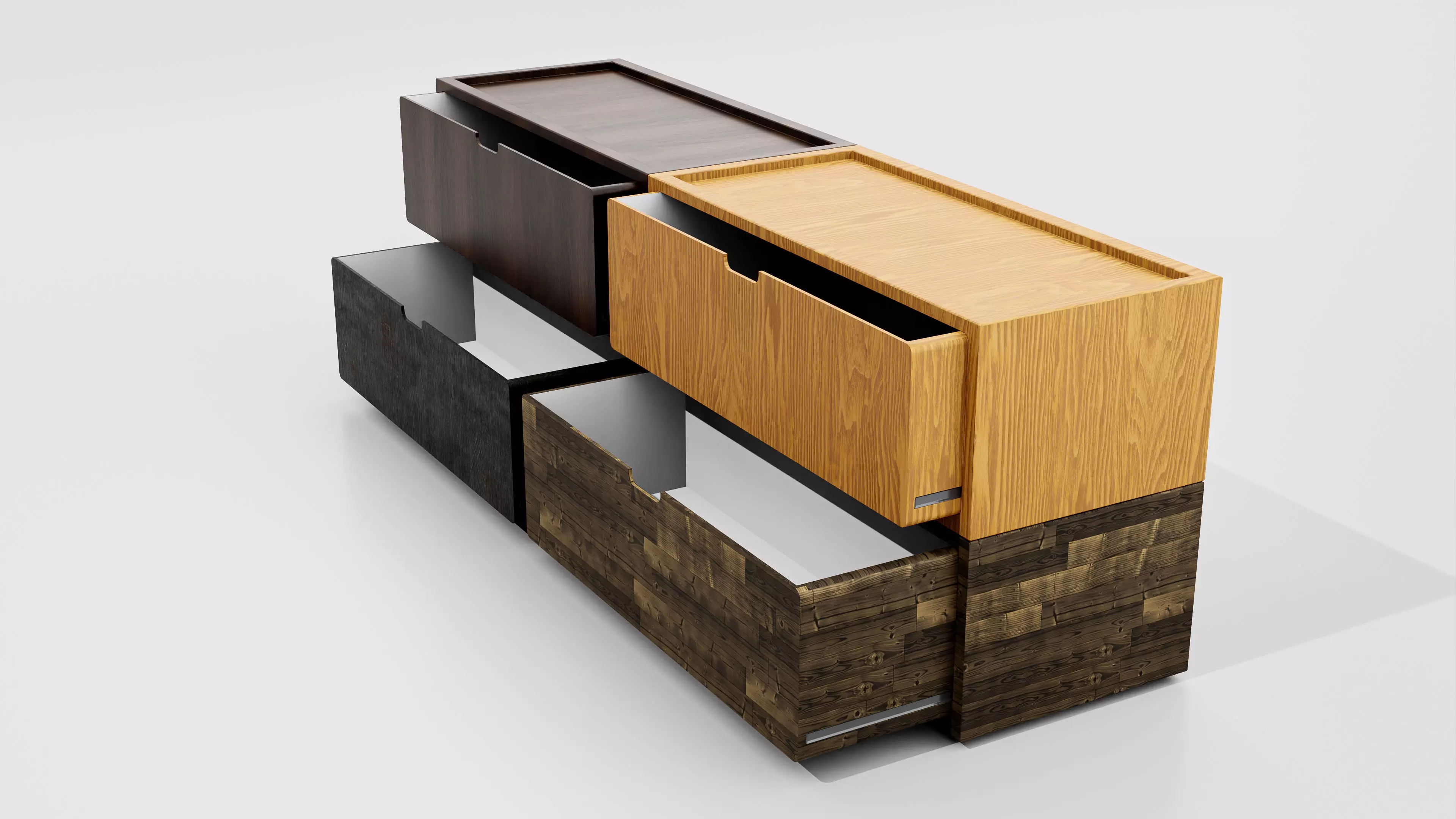 Closet modern bookcase with three drawers Free low-poly 3D model