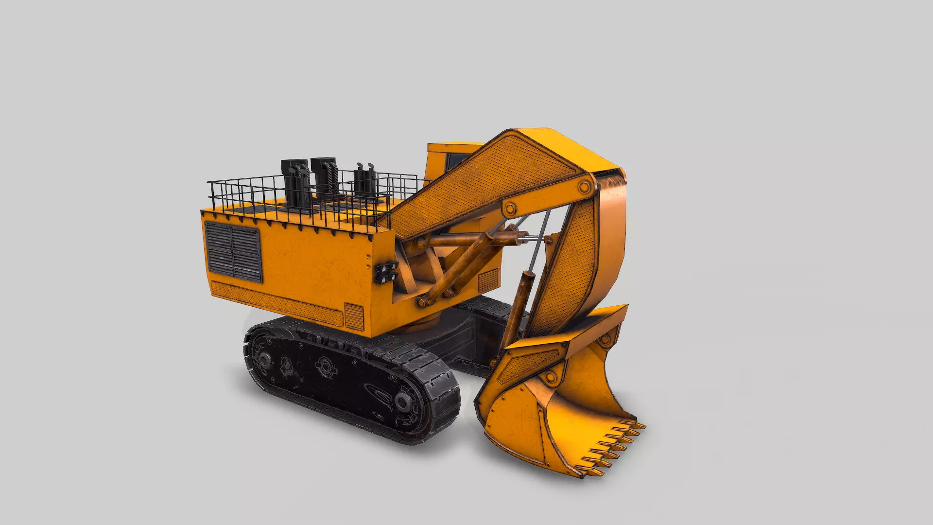 Old Industrial Vehicle Excavator2 Low-poly 3D model_0