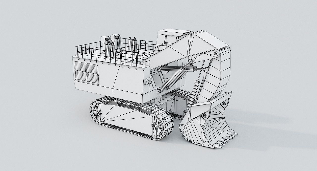 Old Industrial Vehicle Excavator2 Low-poly 3D model_6