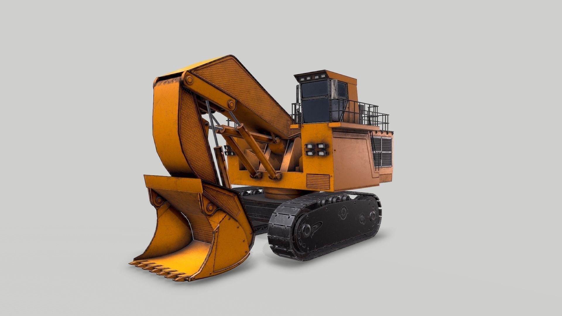 Old Industrial Vehicle Excavator2 Low-poly 3D model_2