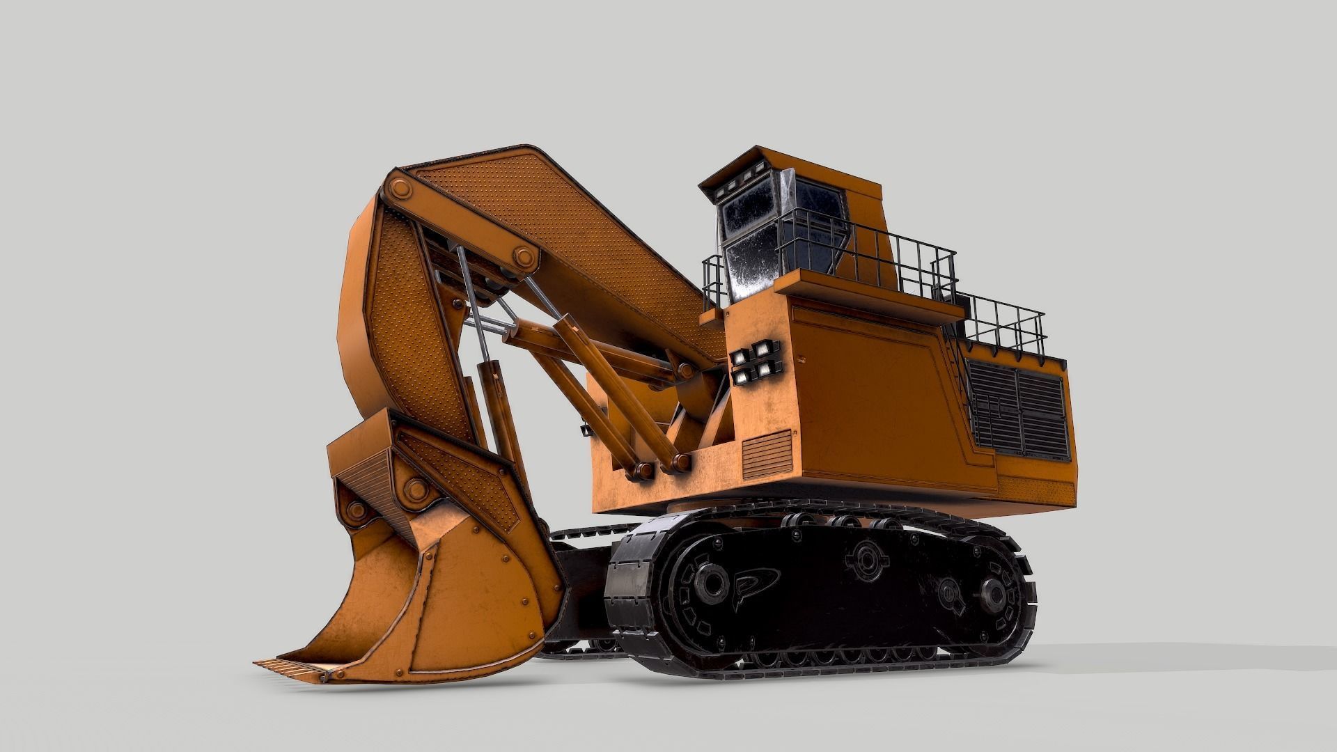 Old Industrial Vehicle Excavator2 Low-poly 3D model_3