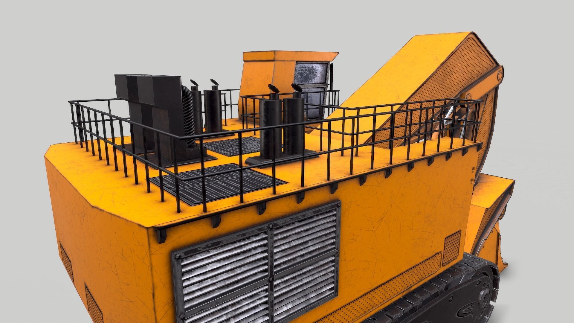 Old Industrial Vehicle Excavator2 Low-poly 3D model_5