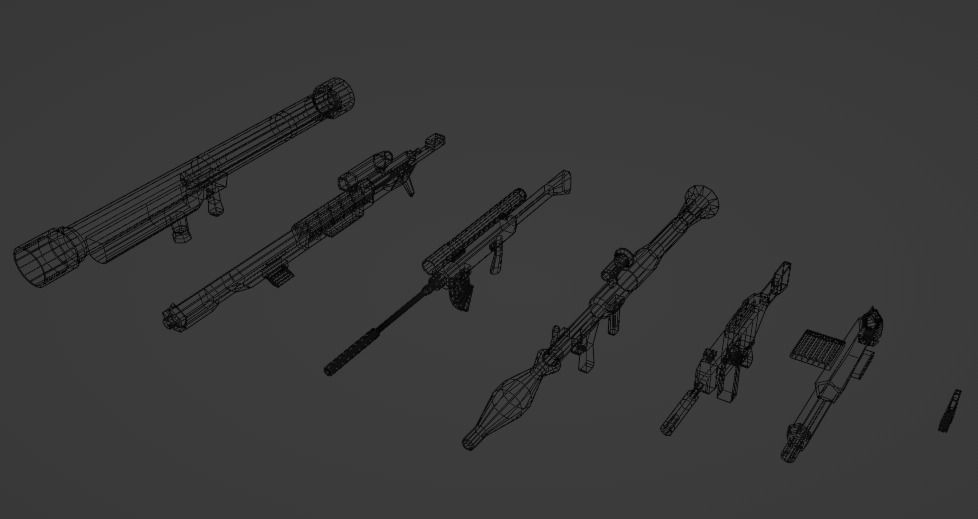 Weapons gun collection  Low-poly 3D model_24