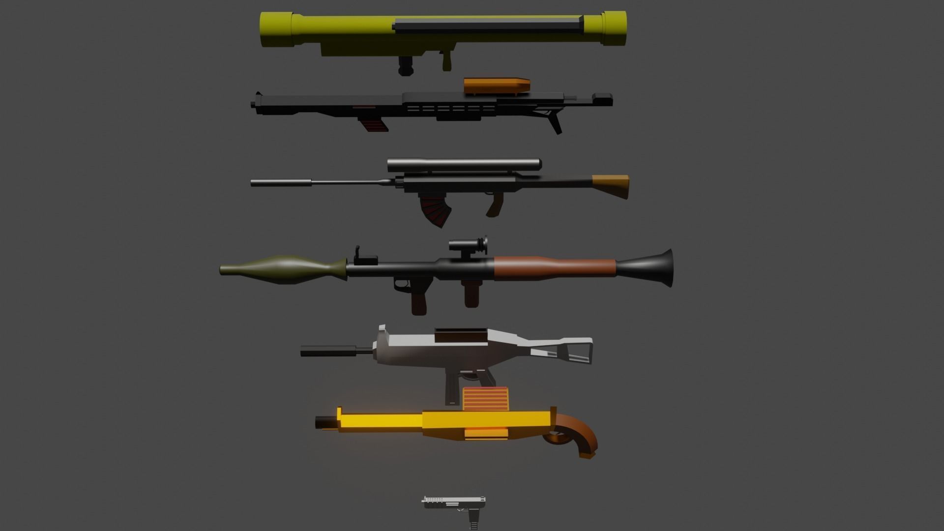 Weapons gun collection  Low-poly 3D model_2