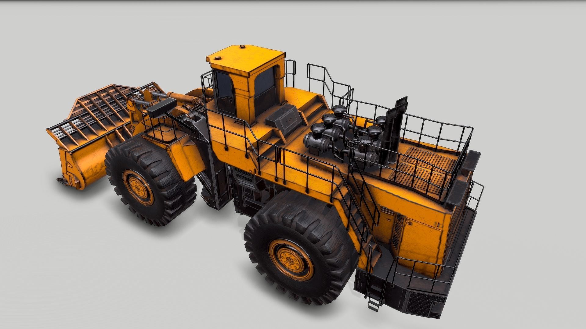 Old Industrial Vehicle Loader Low-poly 3D model_3