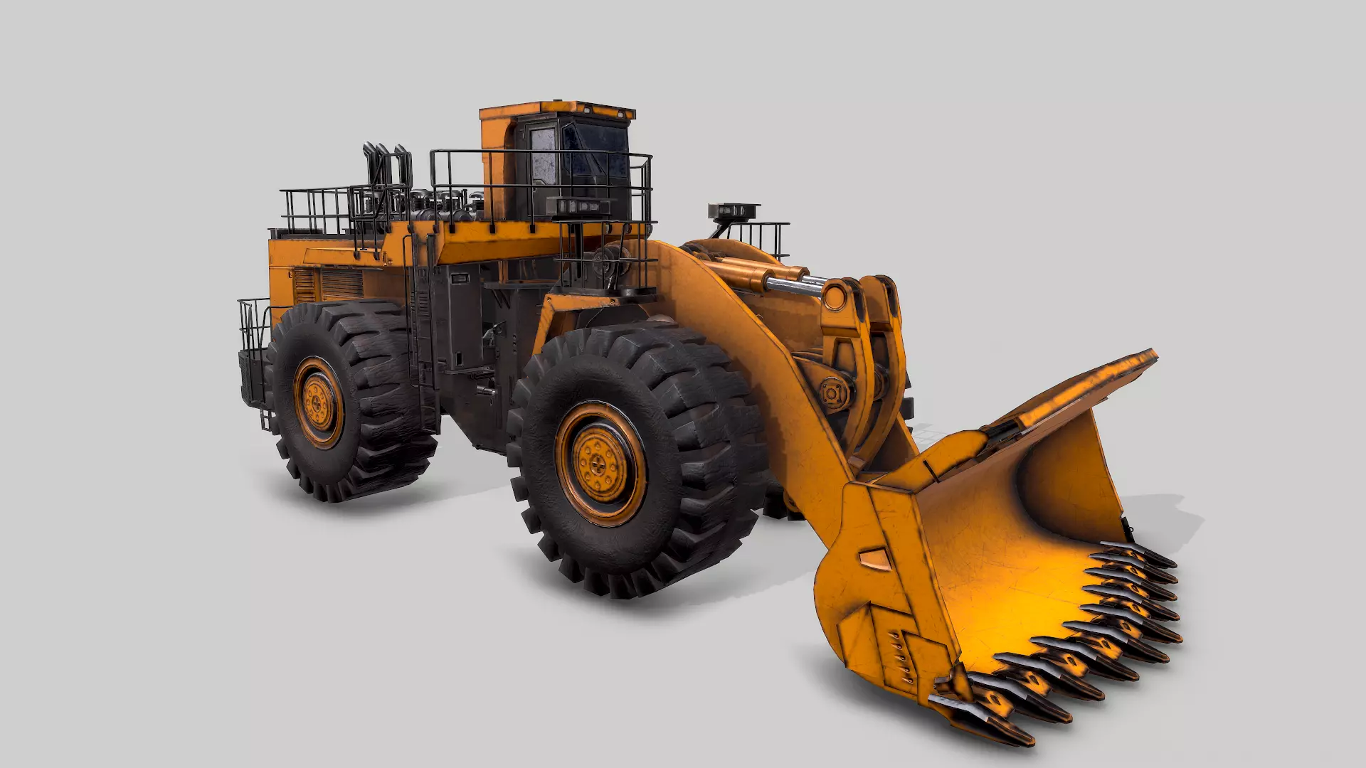 Old Industrial Vehicle Loader Low-poly 3D model_0