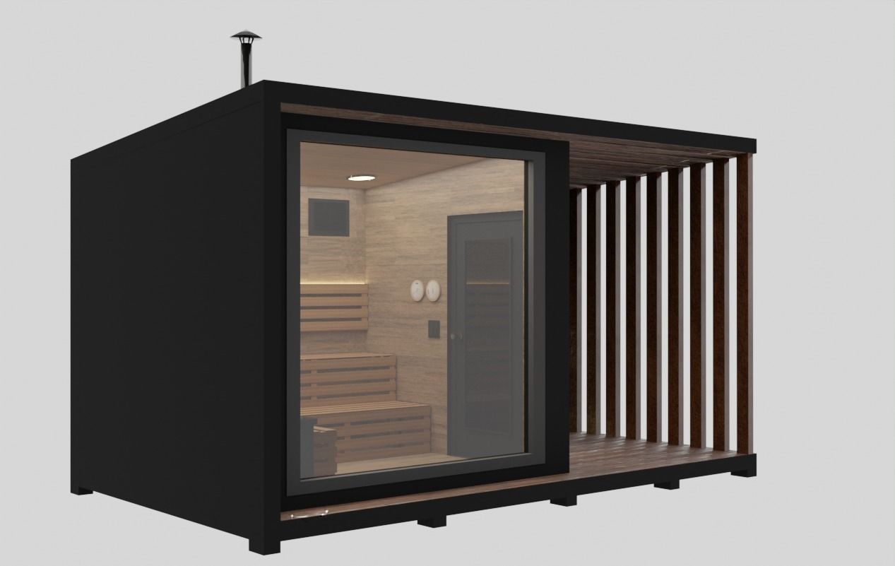 Small modular sauna bathouse 3D model 3D model_3