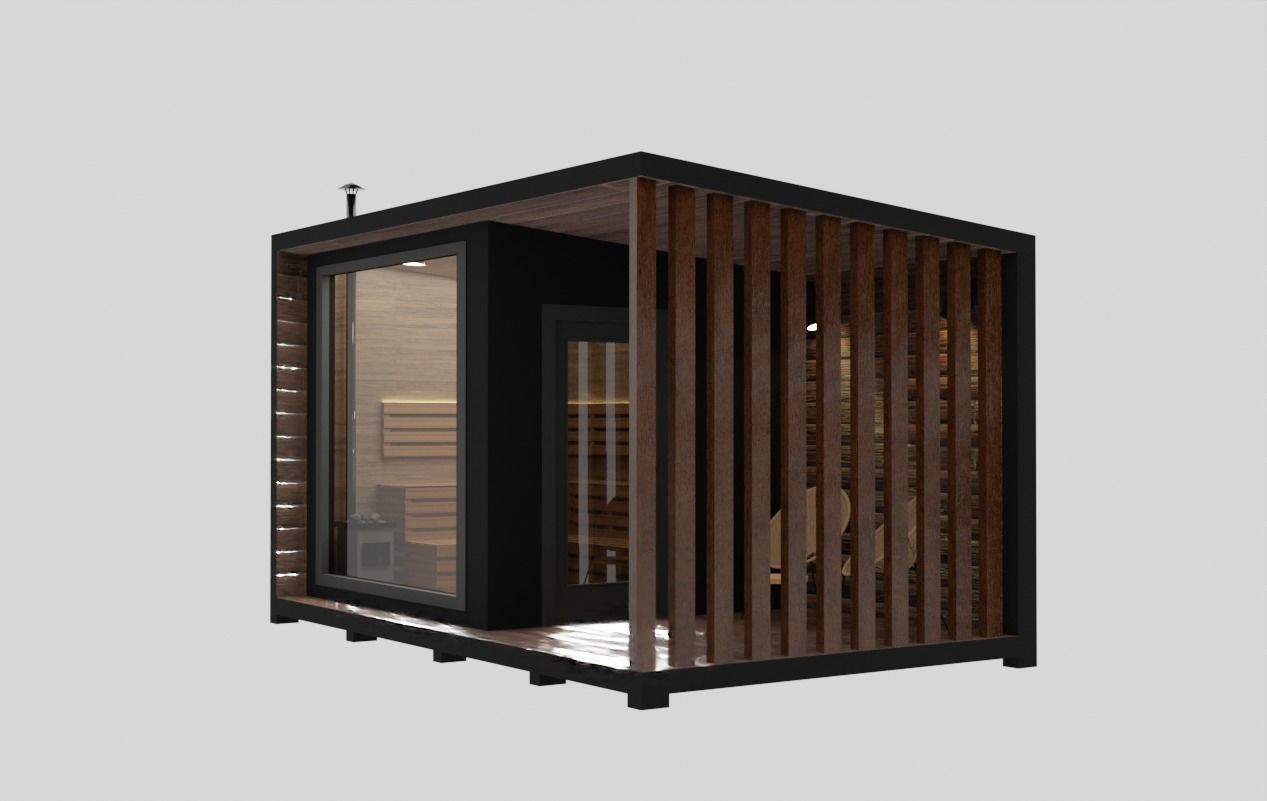 Small modular sauna bathouse 3D model 3D model_2