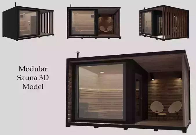Small modular sauna bathouse 3D model