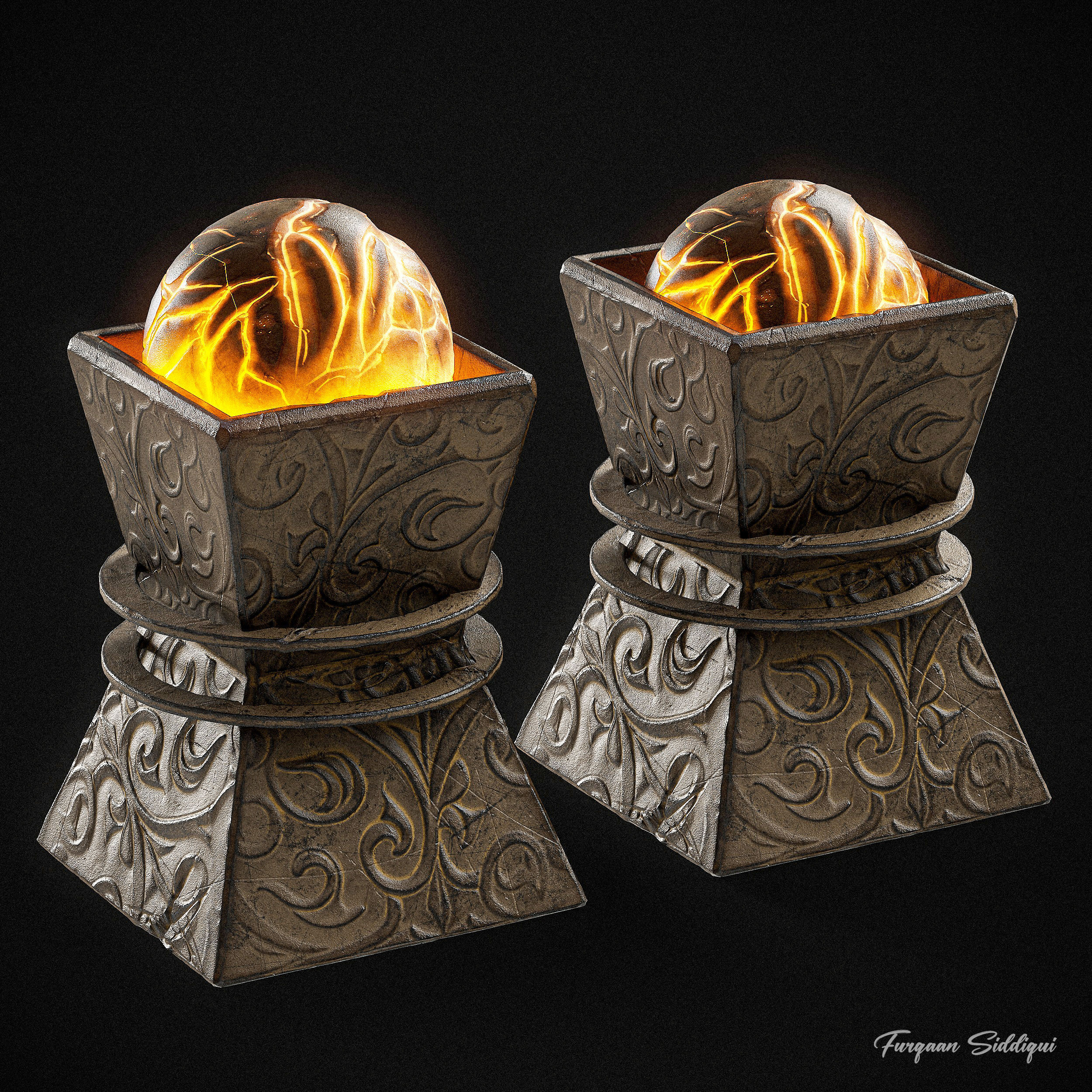 Ancient Lamp PBR Low-poly 3D model_6