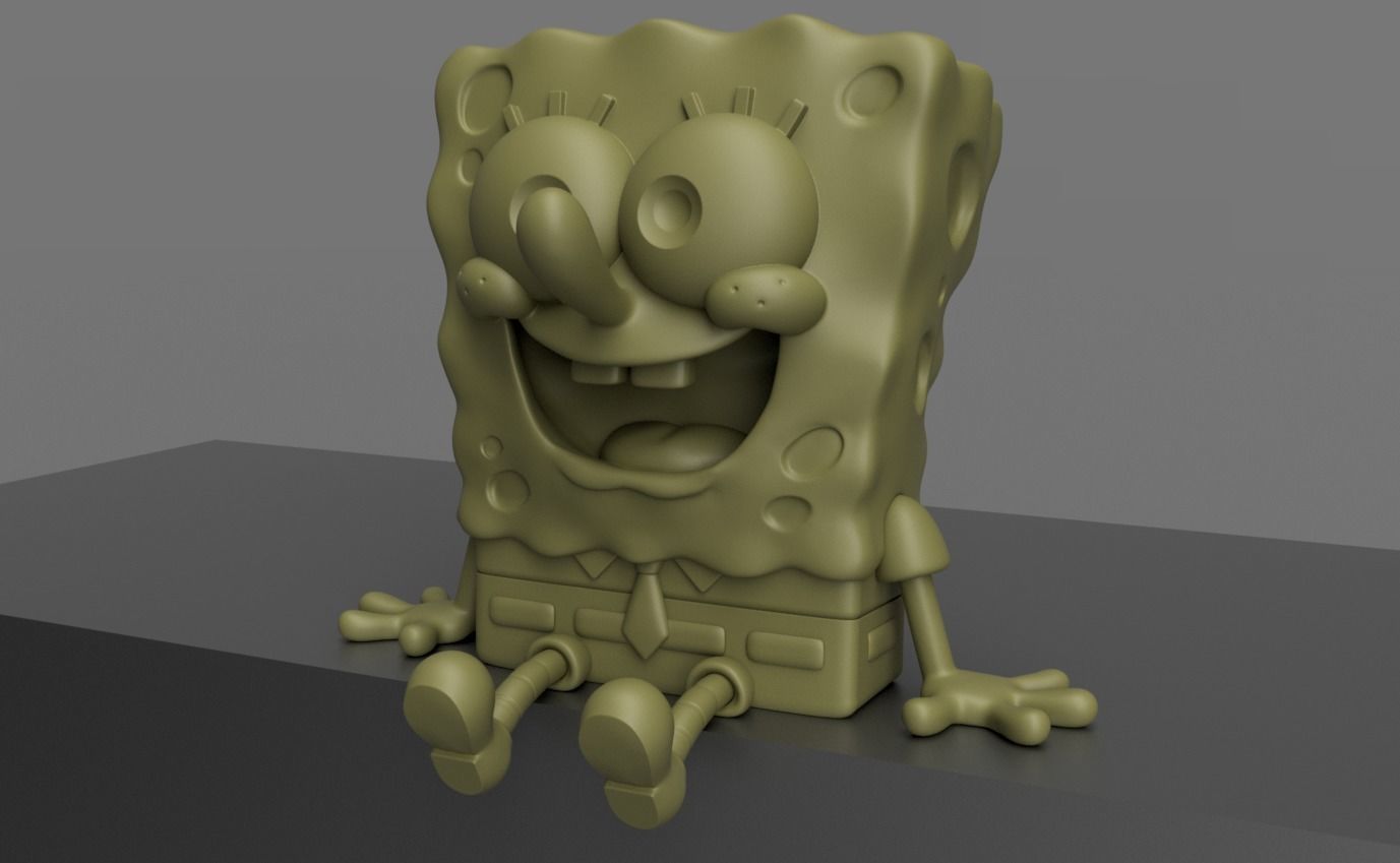 Sitting SpongeBob Fan Art Sculpture 3D print model_2