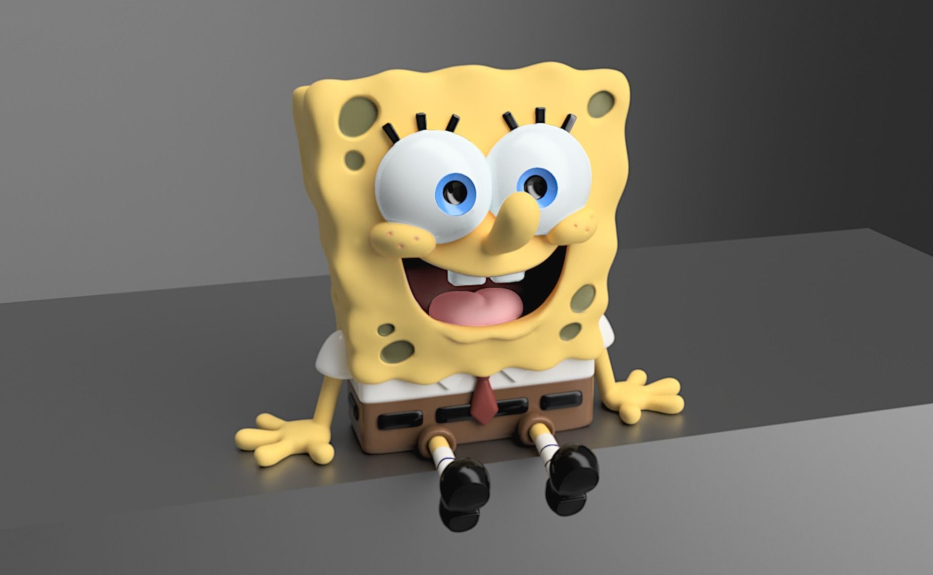 Sitting SpongeBob Fan Art Sculpture 3D print model_5