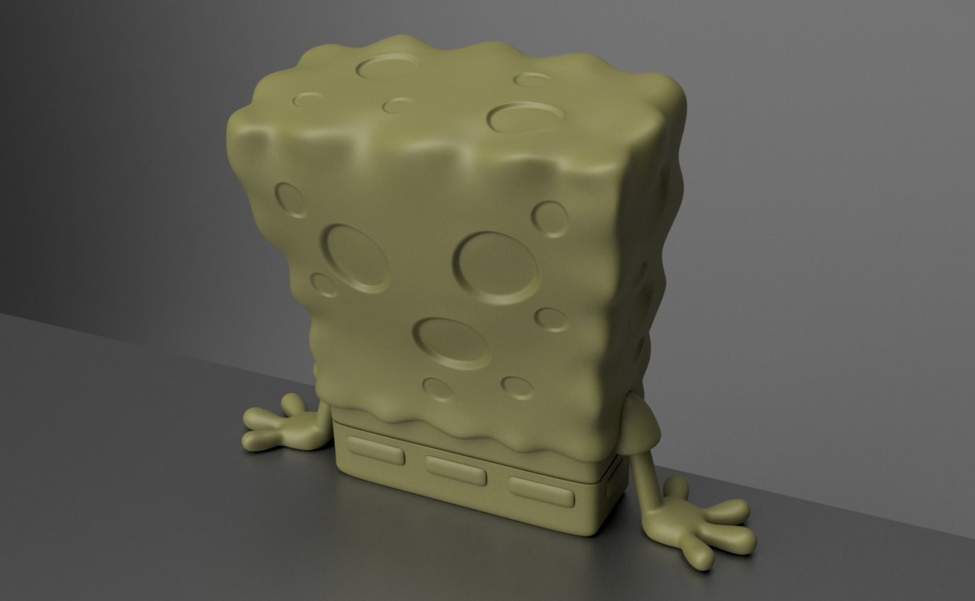 Sitting SpongeBob Fan Art Sculpture 3D print model_1