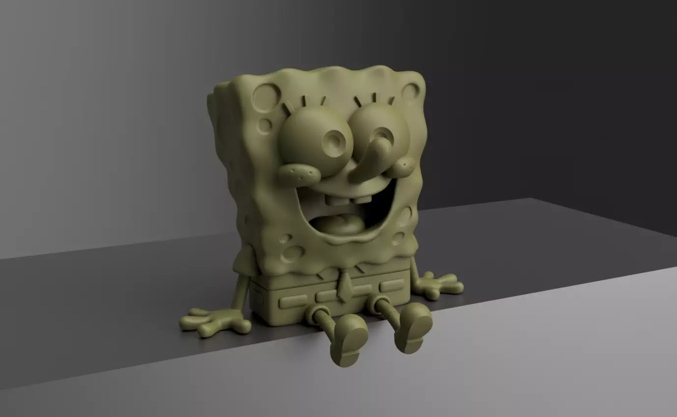 Sitting SpongeBob Fan Art Sculpture 3D print model_0