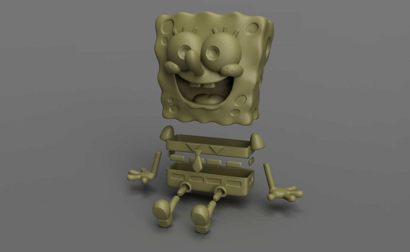 Sitting SpongeBob Fan Art Sculpture 3D print model_3