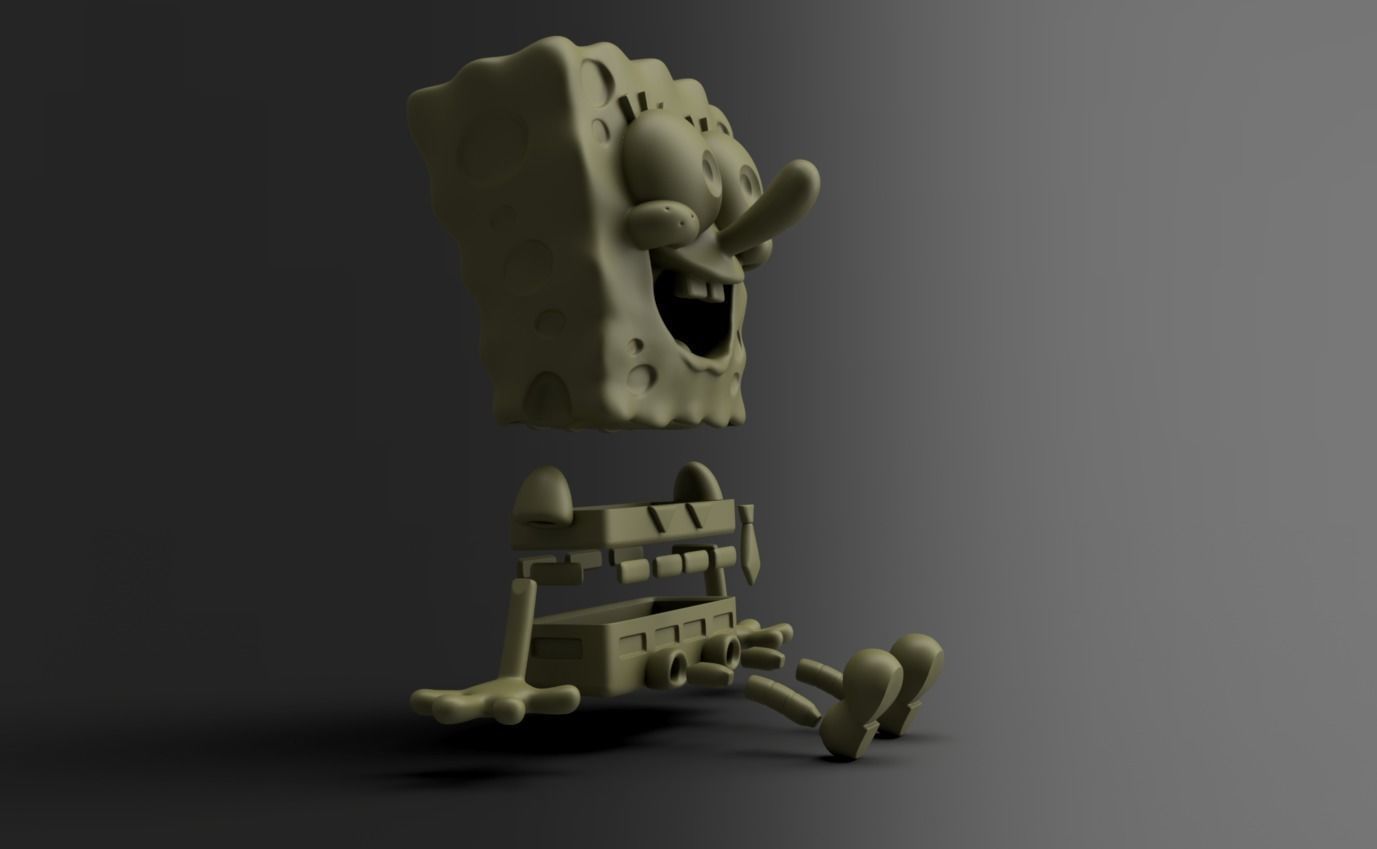 Sitting SpongeBob Fan Art Sculpture 3D print model_4