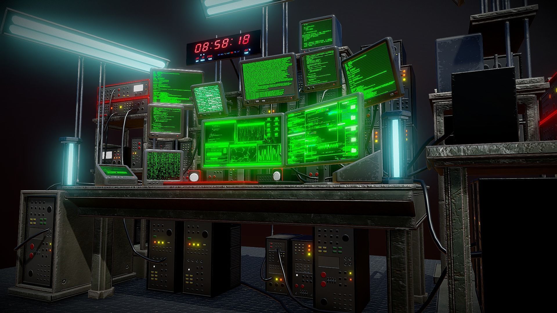 Retro Computer Workstation Low-poly 3D model_10