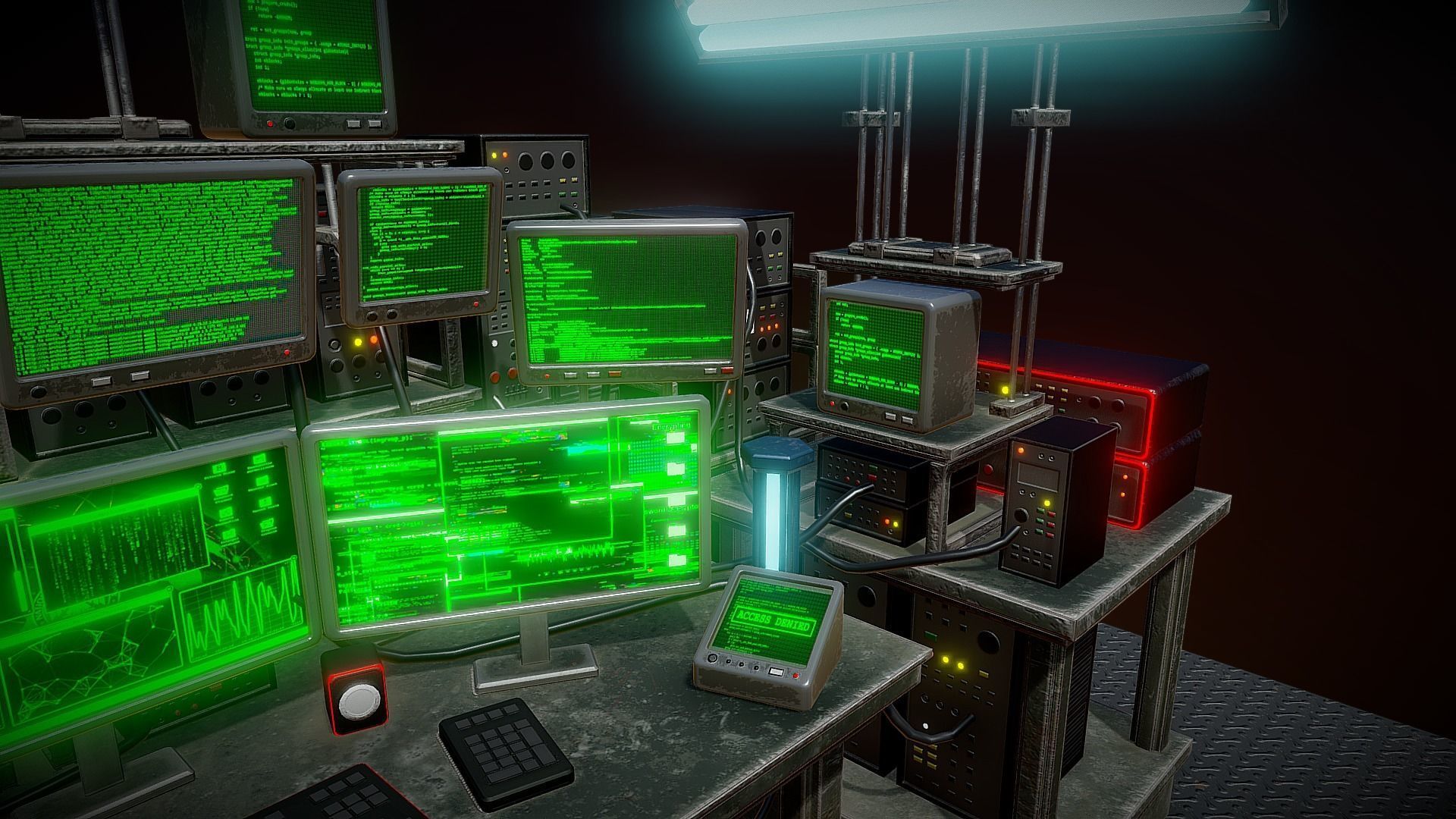 Retro Computer Workstation Low-poly 3D model_6