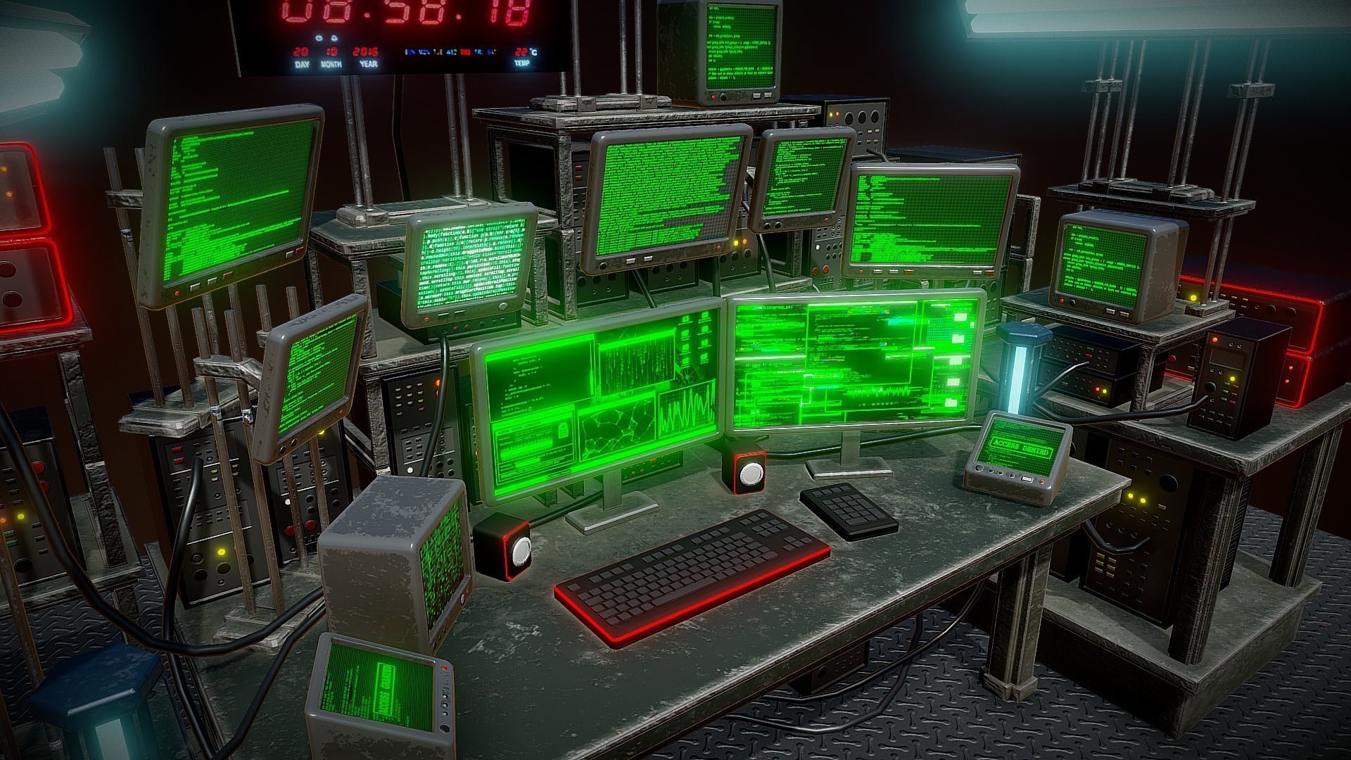 Retro Computer Workstation Low-poly 3D model_2