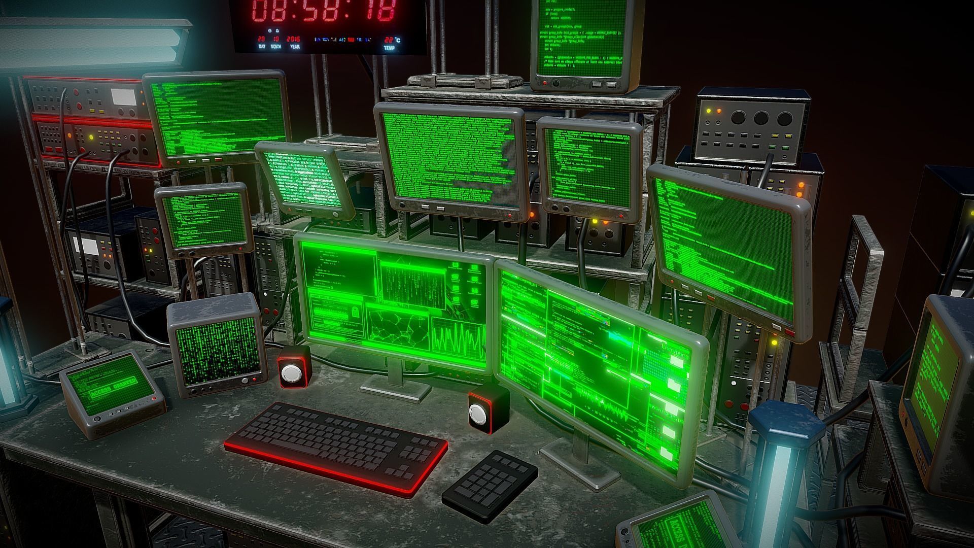 Retro Computer Workstation Low-poly 3D model_3