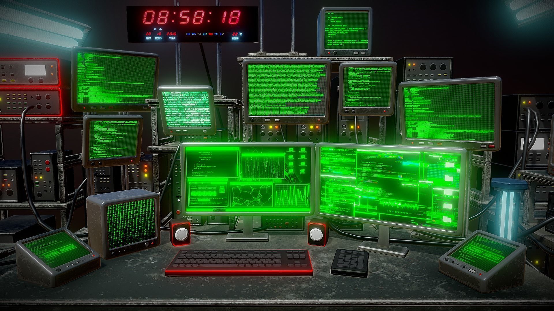 Retro Computer Workstation Low-poly 3D model_5