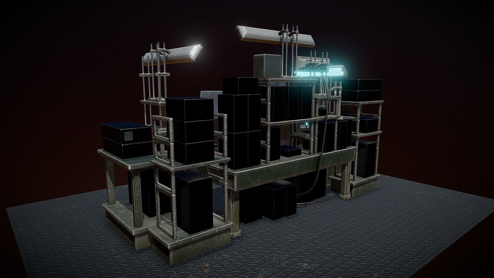 Retro Computer Workstation Low-poly 3D model_11