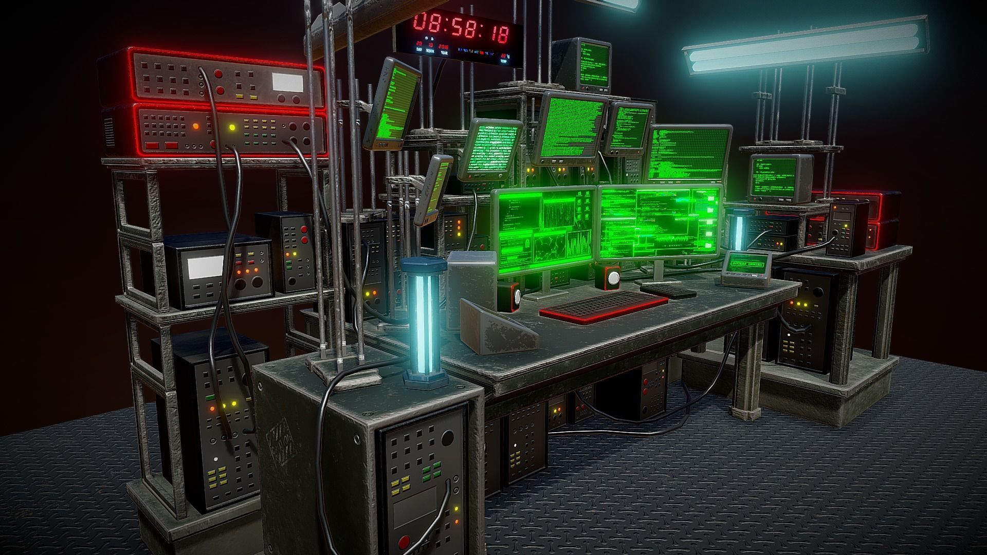 Retro Computer Workstation Low-poly 3D model_7