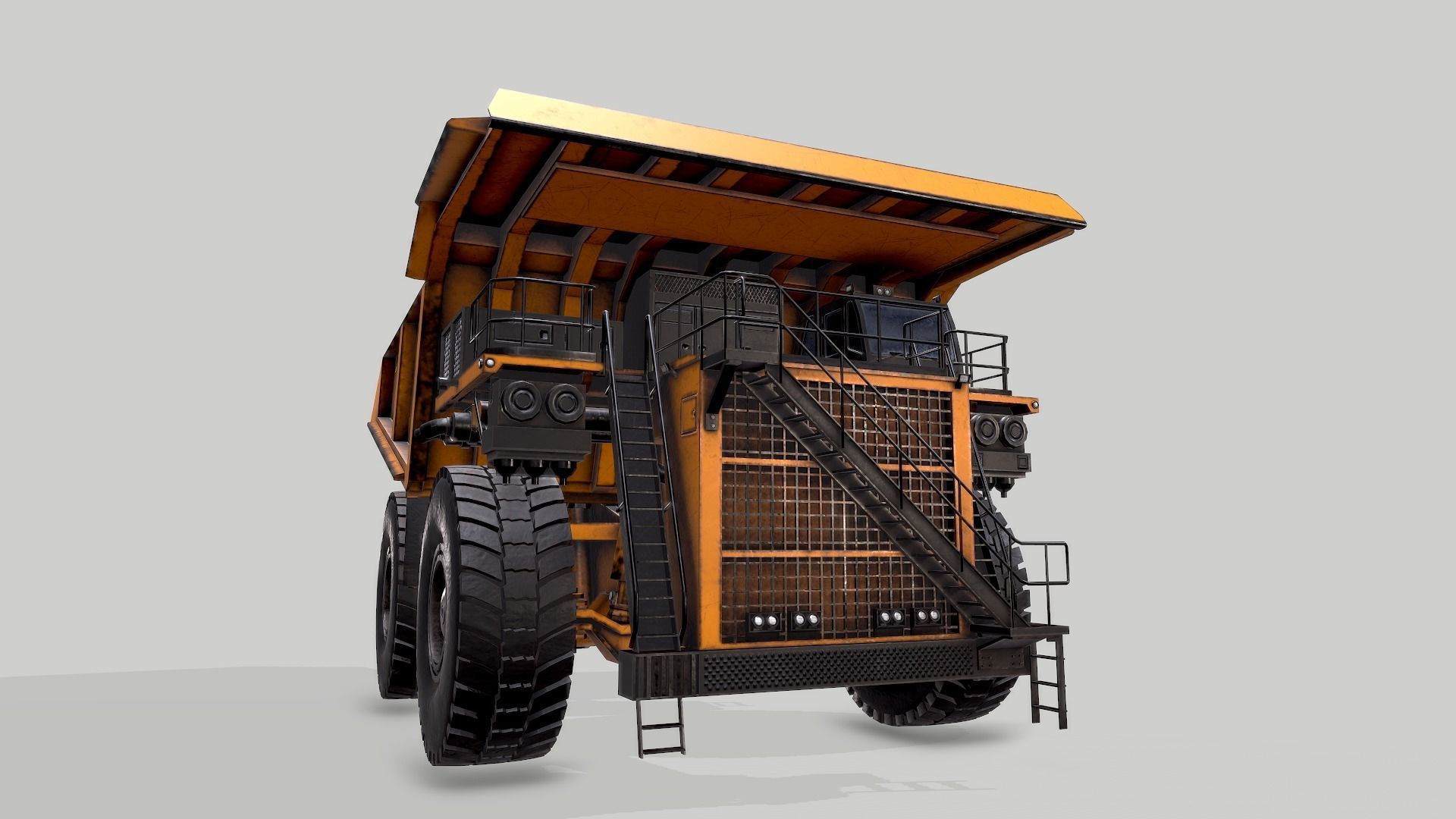 Old Industrial Vehicle Mine Truck Low-poly 3D model_3