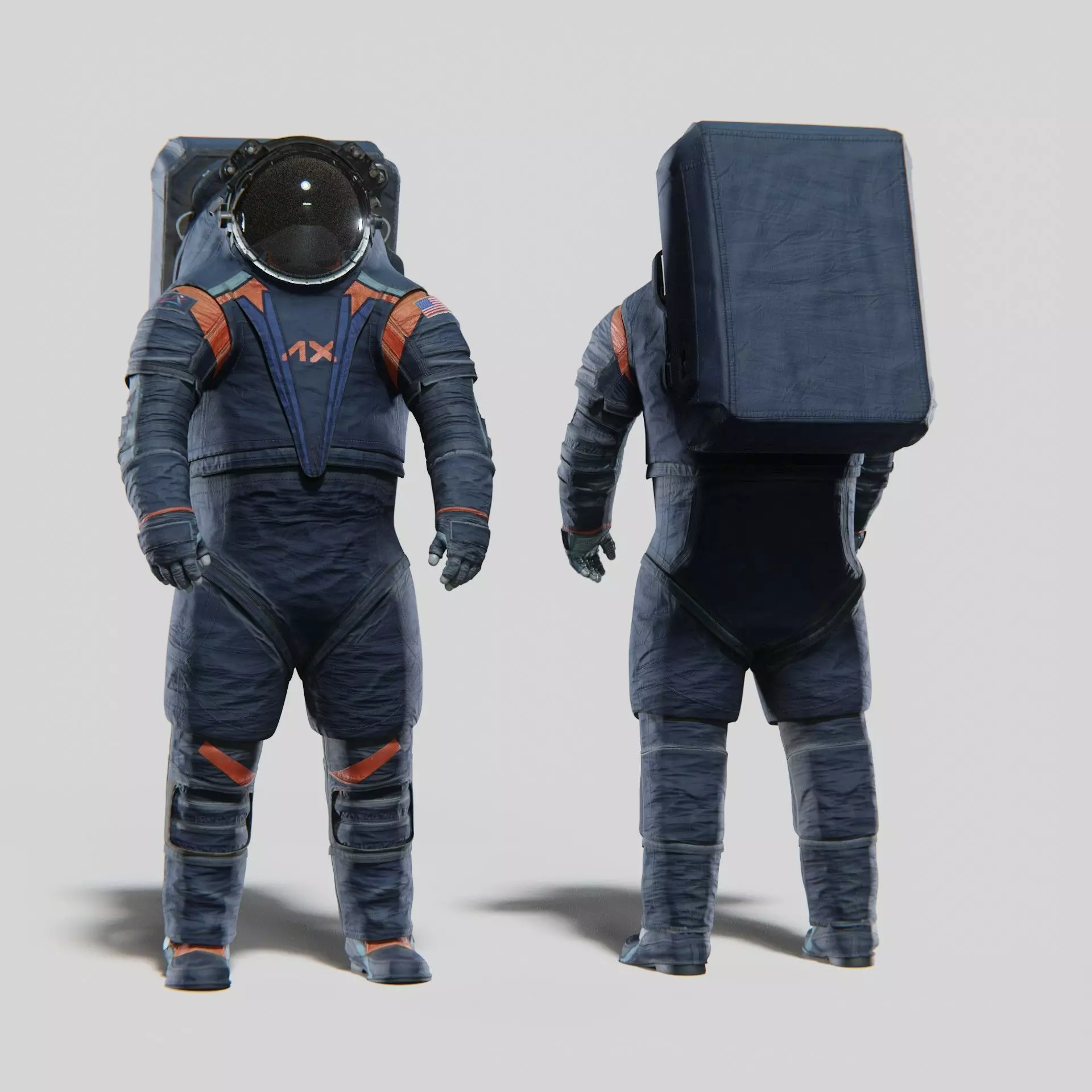Axiom AxEMU Spacesuit Rigged Low-poly 3D model_0