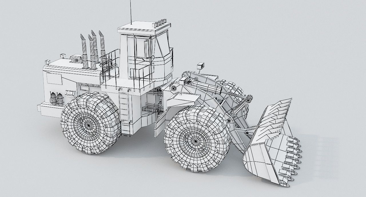 Old Industrial Vehicle Loader Low-poly 3D model_8