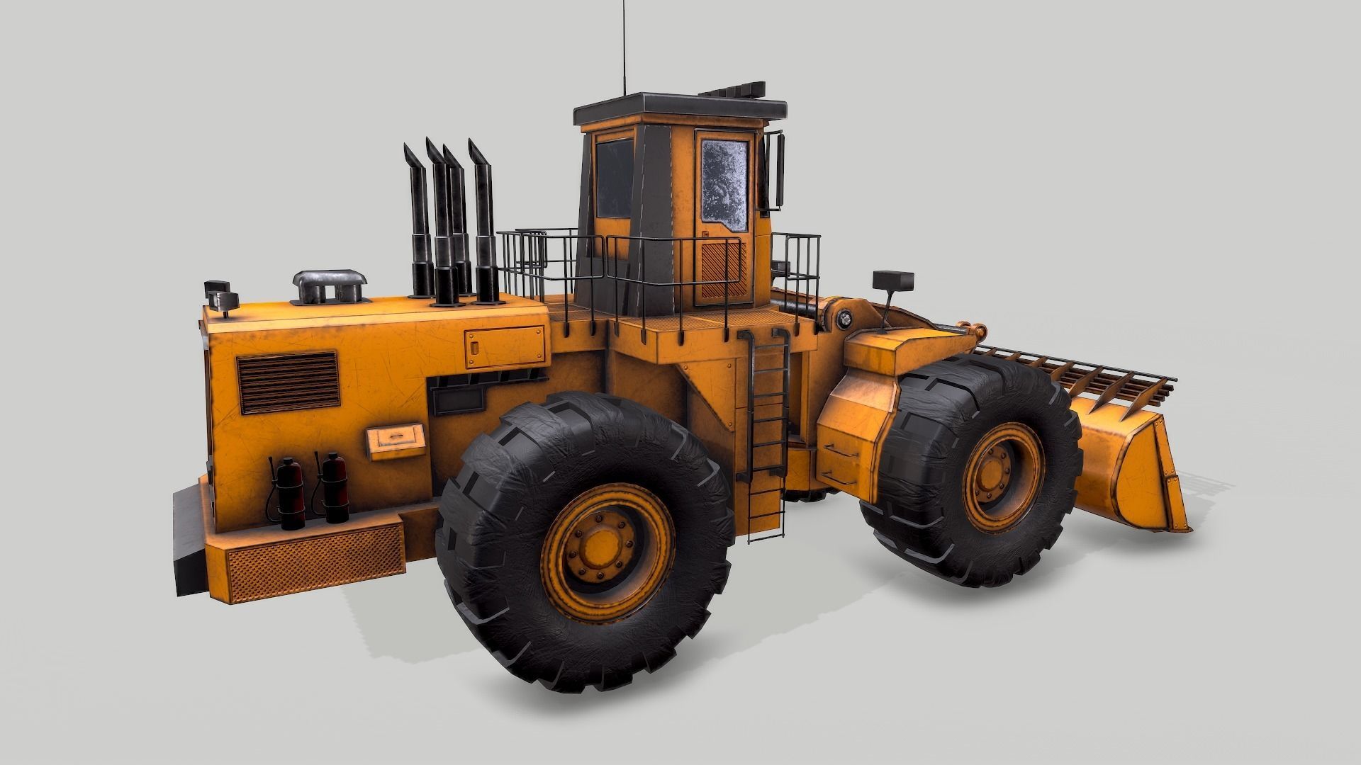 Old Industrial Vehicle Loader Low-poly 3D model_3