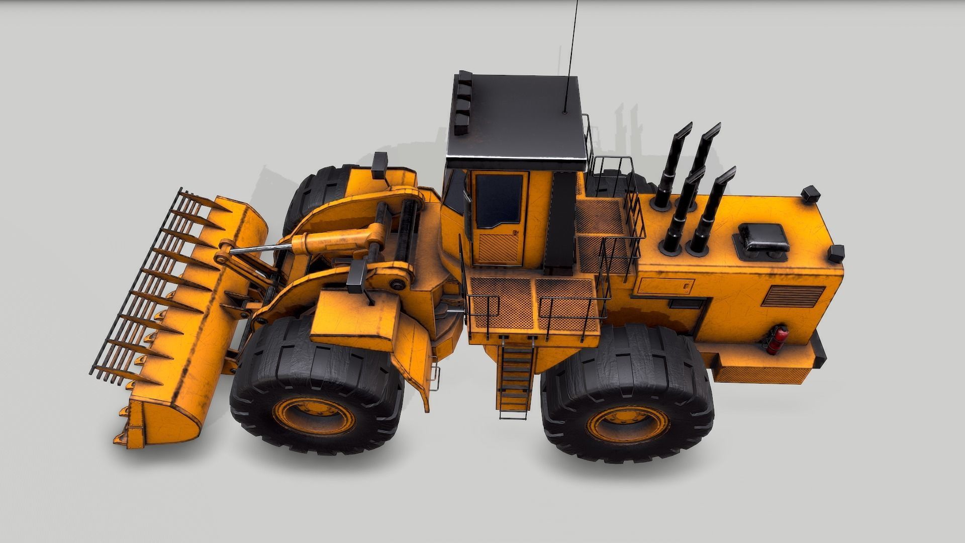 Old Industrial Vehicle Loader Low-poly 3D model_4