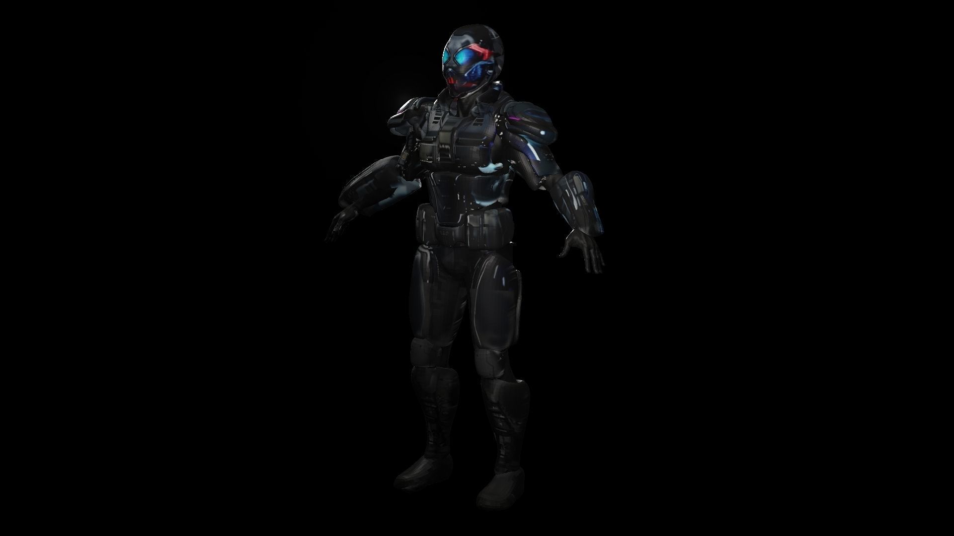 Cyberpunk Neon Soldier  Low-poly 3D model_4