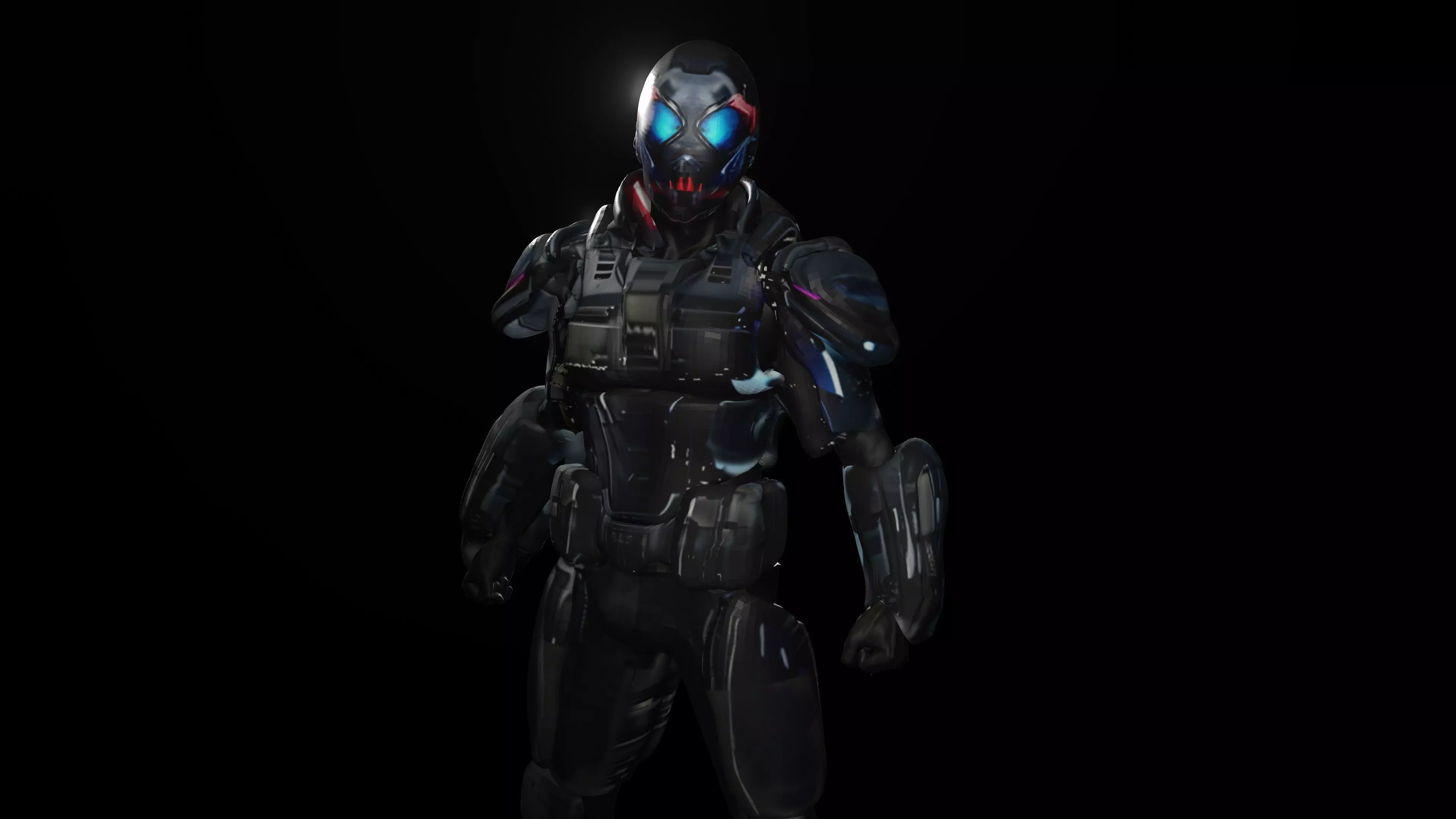 Cyberpunk Neon Soldier  Low-poly 3D model_0