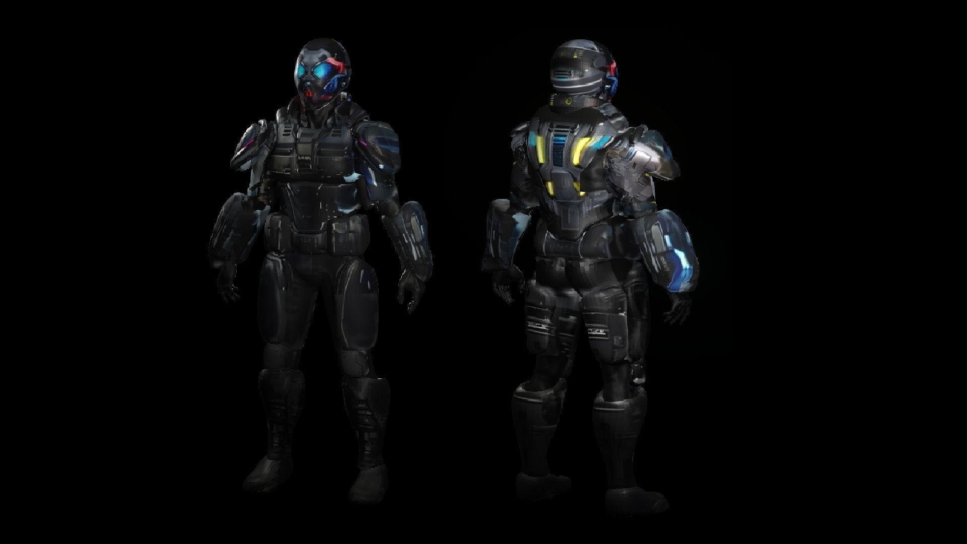 Cyberpunk Neon Soldier  Low-poly 3D model_2