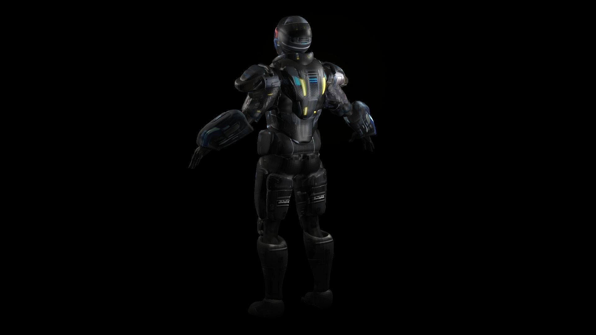 Cyberpunk Neon Soldier  Low-poly 3D model_5