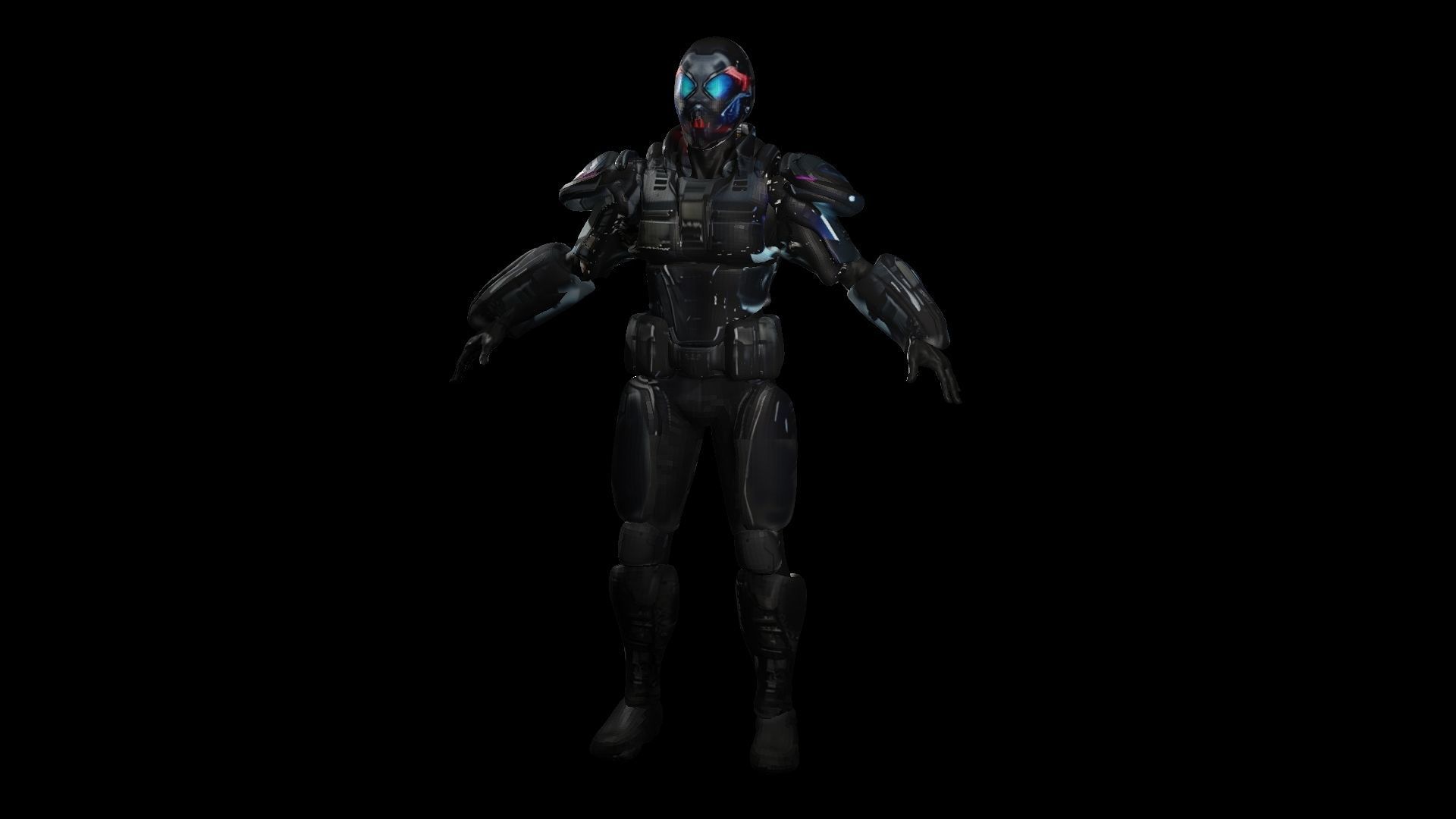 Cyberpunk Neon Soldier  Low-poly 3D model_3