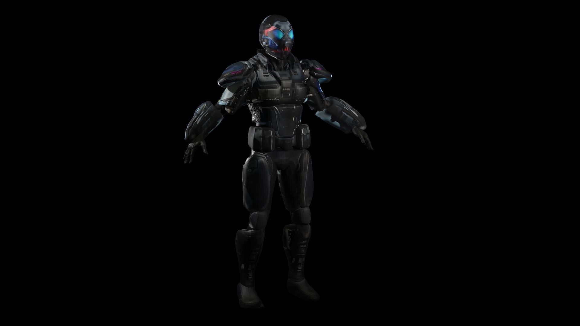 Cyberpunk Neon Soldier  Low-poly 3D model_7